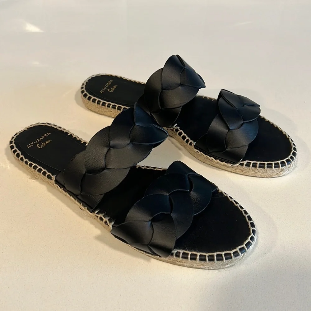 Altuzarra Black Braided Slide Sandals